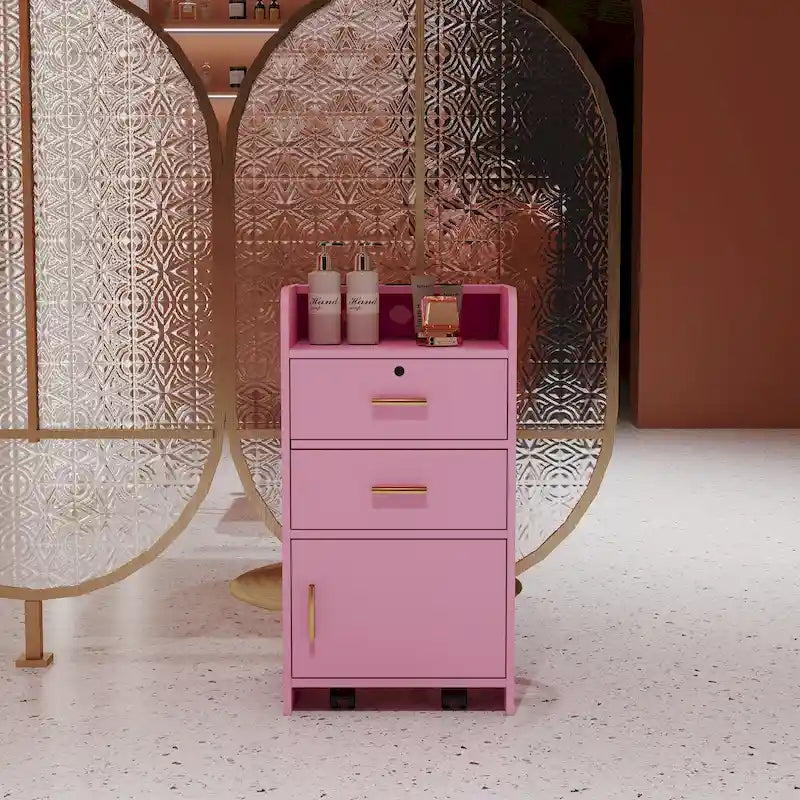 Meuble de rangement verrouillable pour salon de beauté