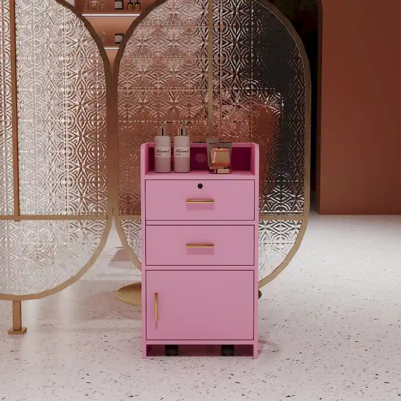 Meuble de rangement verrouillable pour salon de beauté