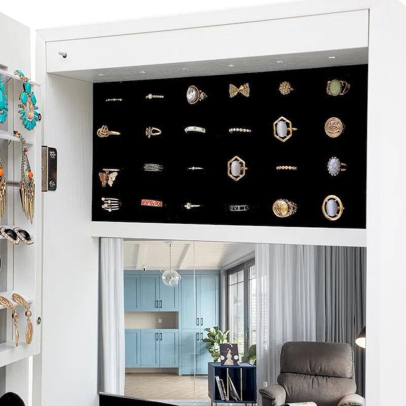 Armoire à bijoux simple et élégante avec miroir et éclairage LED