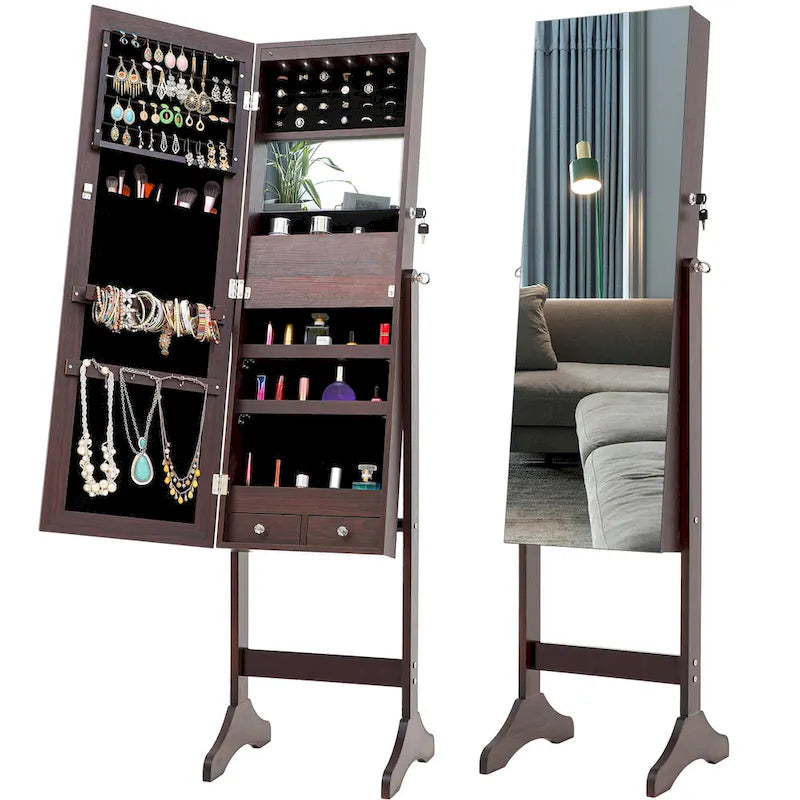 Armoire à bijoux simple et élégante avec miroir et éclairage LED