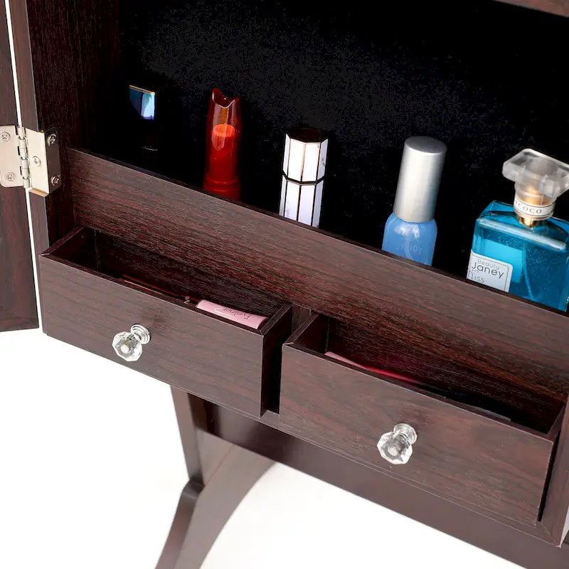 Armoire à bijoux simple et élégante avec miroir et éclairage LED