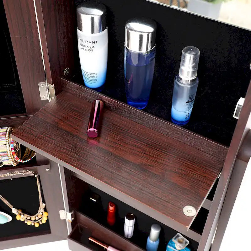 Armoire à bijoux simple et élégante avec miroir et éclairage LED