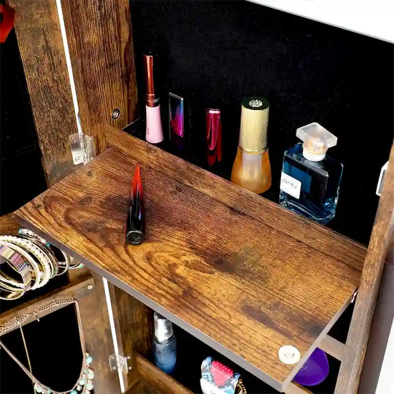 Armoire à bijoux simple et élégante avec miroir et éclairage LED