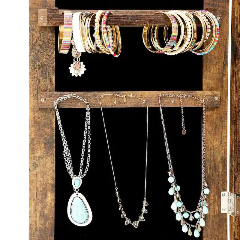 Armoire à bijoux simple et élégante avec miroir et éclairage LED