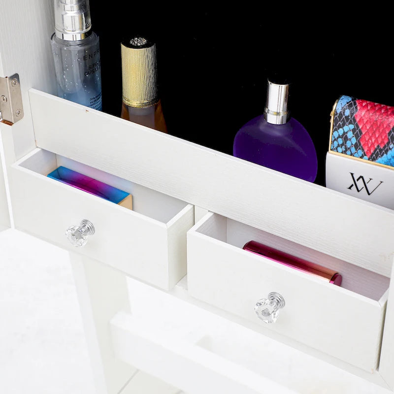Armoire à bijoux simple et élégante avec miroir et éclairage LED