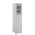 Meuble de rangement de salle de bain blanc sur pied avec étagère réglable