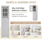 Meuble de rangement de salle de bain blanc sur pied avec étagère réglable