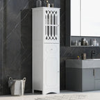 Meuble de rangement de salle de bain blanc sur pied avec étagère réglable