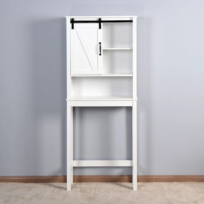 Meuble de rangement pour toilettes avec porte coulissante de style grange
