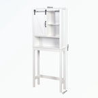 Meuble de rangement pour toilettes avec porte coulissante de style grange