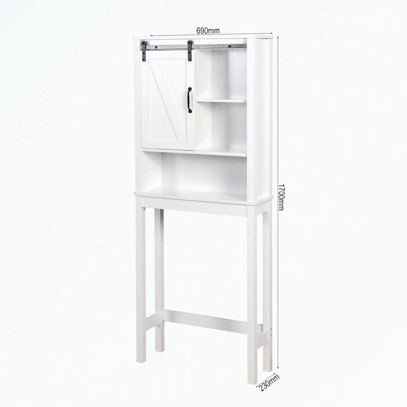 Meuble de rangement pour toilettes avec porte coulissante de style grange