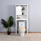 Meuble de rangement pour toilettes avec porte coulissante de style grange