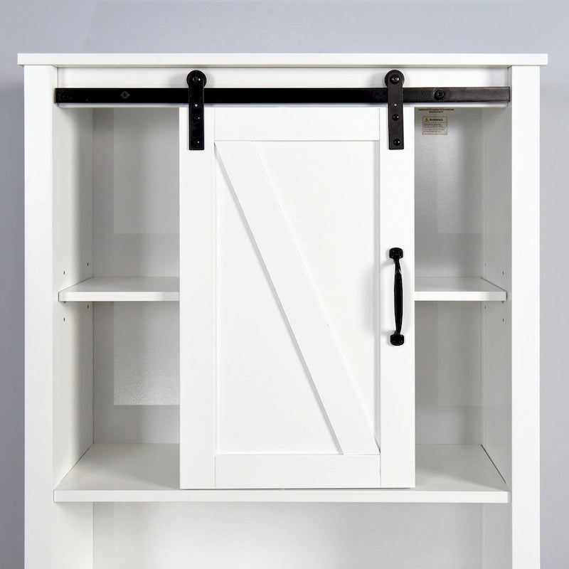 Meuble de rangement pour toilettes avec porte coulissante de style grange
