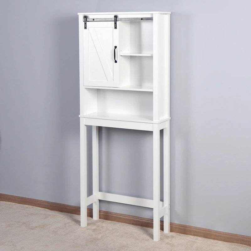 Meuble de rangement pour toilettes avec porte coulissante de style grange