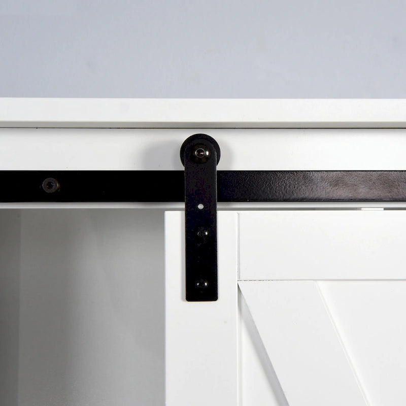 Meuble de rangement pour toilettes avec porte coulissante de style grange