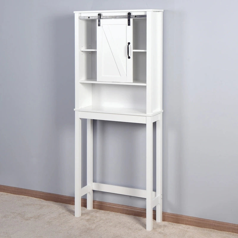 Meuble de rangement pour toilettes avec porte coulissante de style grange