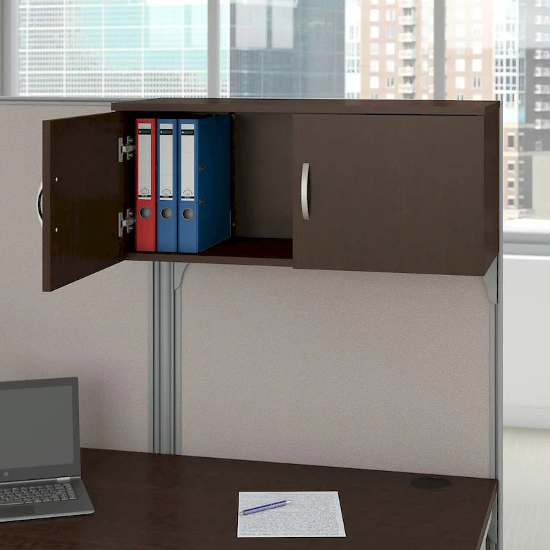 Ensemble de rangement de bureau 4 pièces cerisier/blanc – Armoire, classeur mobile et organiseurs de bureau, 1 personne