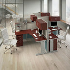 Ensemble de rangement de bureau 4 pièces cerisier/blanc – Armoire, classeur mobile et organiseurs de bureau, 1 personne