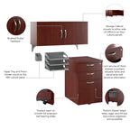 Ensemble de rangement de bureau 4 pièces cerisier/blanc – Armoire, classeur mobile et organiseurs de bureau, 1 personne