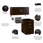 Ensemble de rangement de bureau 4 pièces cerisier/blanc – Armoire, classeur mobile et organiseurs de bureau, 1 personne