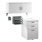 Ensemble de rangement de bureau 4 pièces cerisier/blanc – Armoire, classeur mobile et organiseurs de bureau, 1 personne