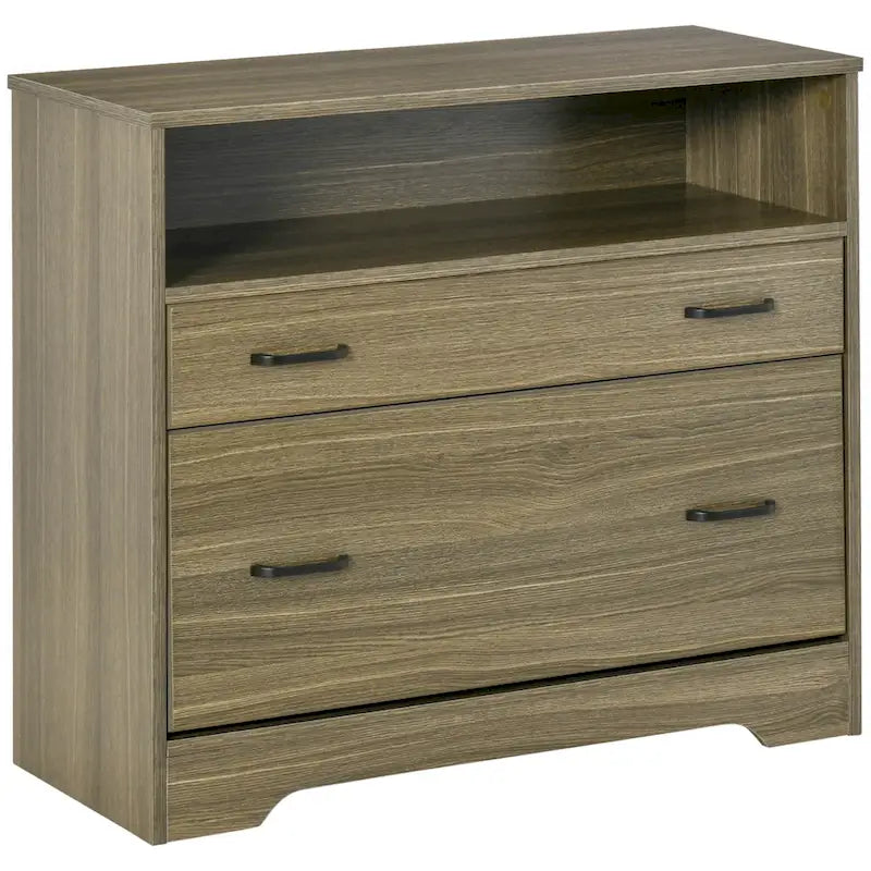 Classeur latéral avec étagère, Armoire de rangement de bureau à 2 tiroirs, Convient aux documents de format Lettre