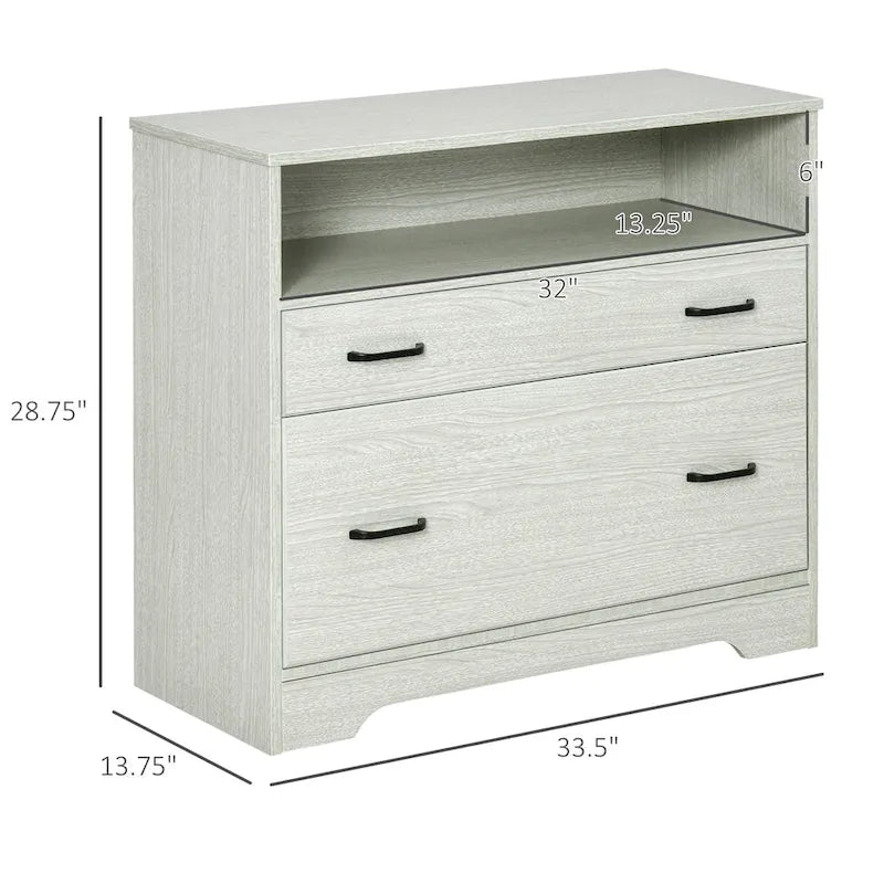 Classeur latéral avec étagère, Armoire de rangement de bureau à 2 tiroirs, Convient aux documents de format Lettre