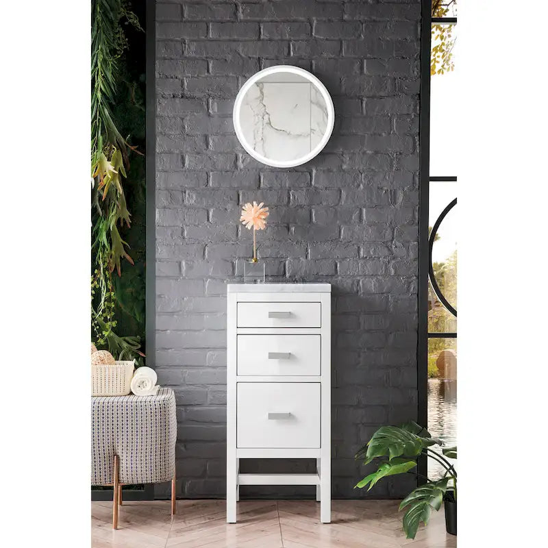 Meuble bas 15 po avec tiroirs, blanc brillant