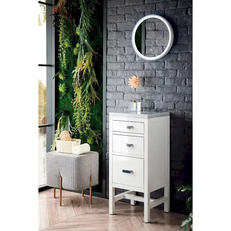 Meuble bas 15 po avec tiroirs, blanc brillant