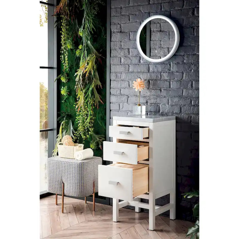 Meuble bas 15 po avec tiroirs, blanc brillant