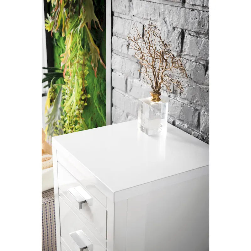 Meuble bas 15 po avec tiroirs, blanc brillant