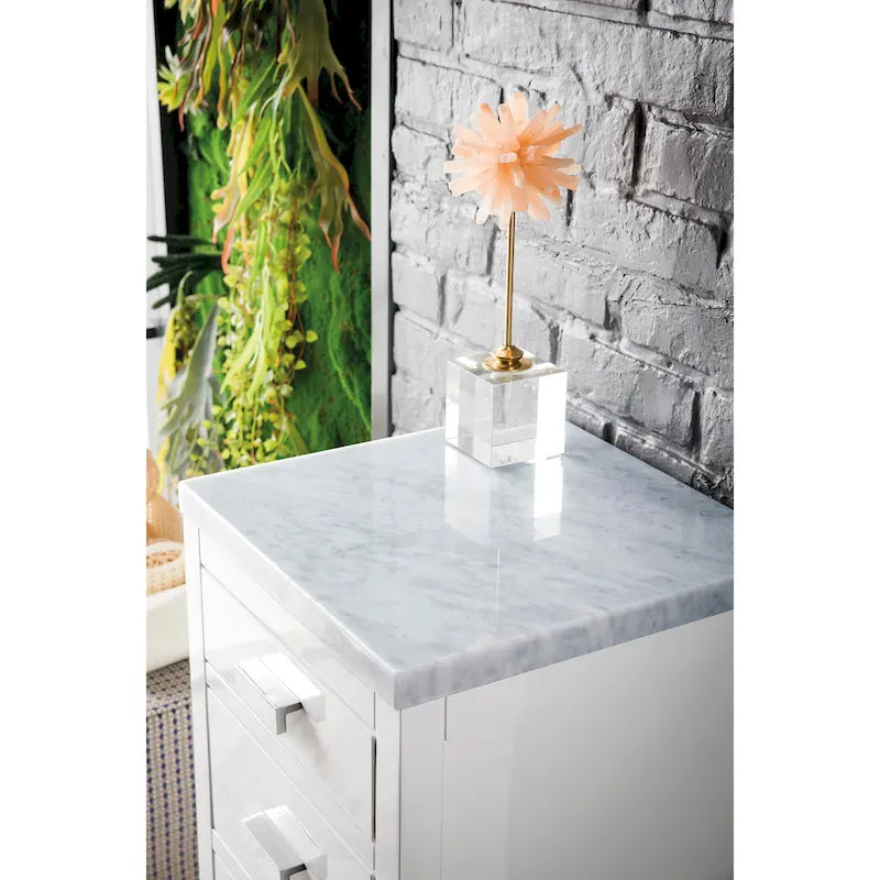 Meuble bas 15 po avec tiroirs, blanc brillant
