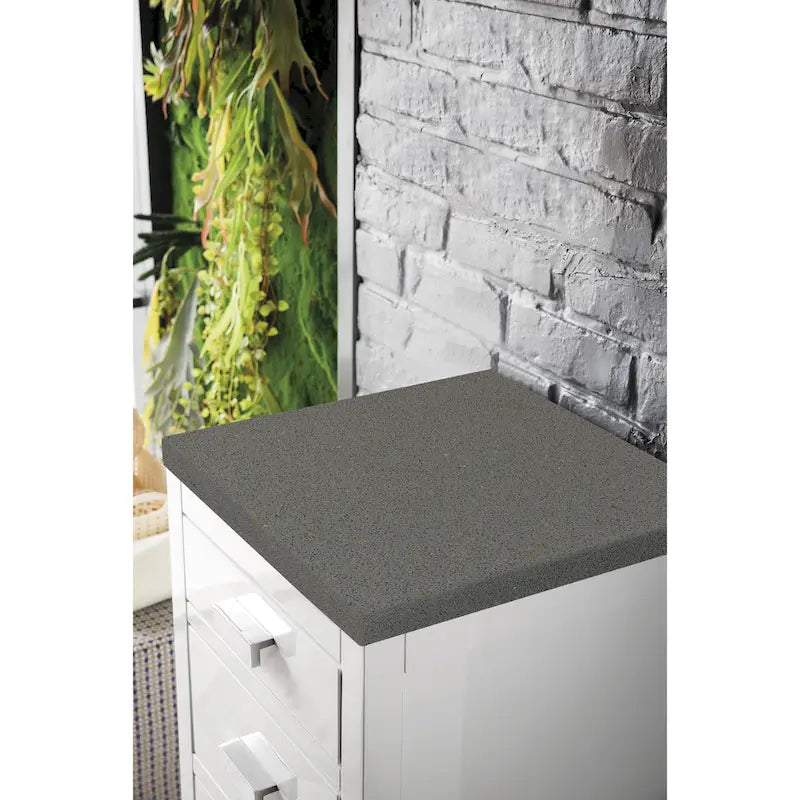 Meuble bas 15 po avec tiroirs, blanc brillant