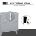 Bahut console de service et buffet avec portes à motifs ajourés et base surélevée, gris – 31 x 14,25 x 31