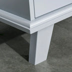 Bahut console de service et buffet avec portes à motifs ajourés et base surélevée, gris – 31 x 14,25 x 31