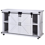 Meuble de rangement 2 portes avec centre ouvert, blanc vieilli