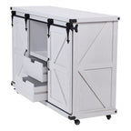 Meuble de rangement 2 portes avec centre ouvert, blanc vieilli