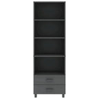 Bibliothèque avec armoire de rangement en pin massif pour entrée - 23,6x13,8x70,9