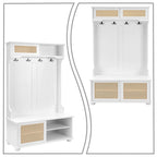 Commode de rangement en bois de style ferme classique avec portes d'armoire décoratives en rotin tressé