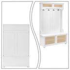Commode de rangement en bois de style ferme classique avec portes d'armoire décoratives en rotin tressé