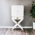 Présentoir d'angle blanc 30" avec une étagère et un tiroir