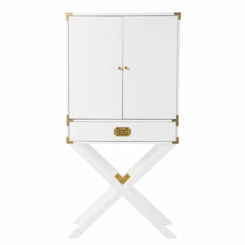 Présentoir d'angle blanc 30" avec une étagère et un tiroir