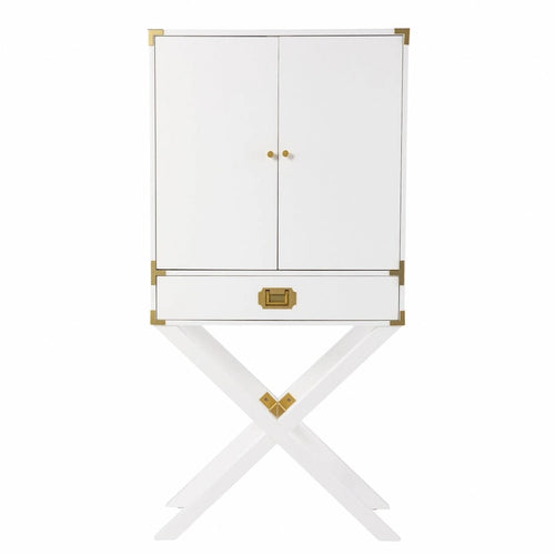 Présentoir d'angle blanc 30" avec une étagère et un tiroir
