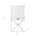Présentoir d'angle blanc 30" avec une étagère et un tiroir