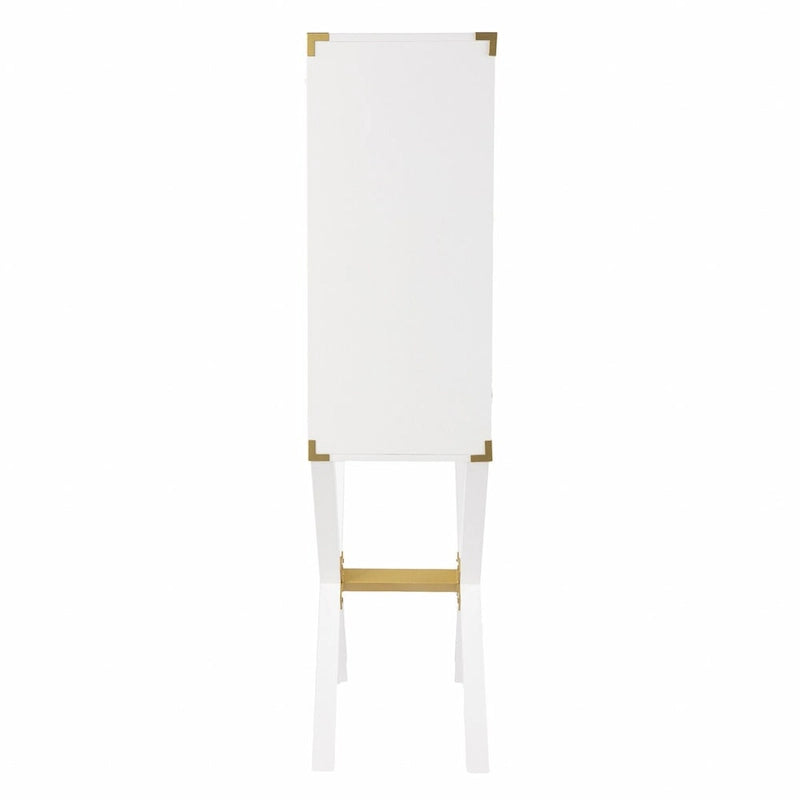 Présentoir d'angle blanc 30" avec une étagère et un tiroir