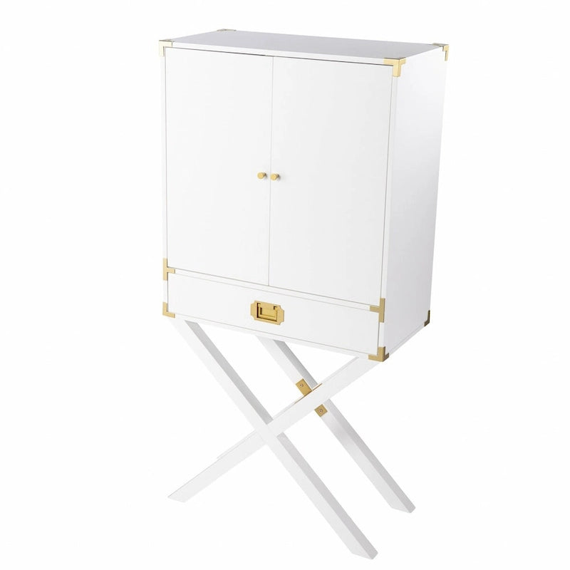 Présentoir d'angle blanc 30" avec une étagère et un tiroir