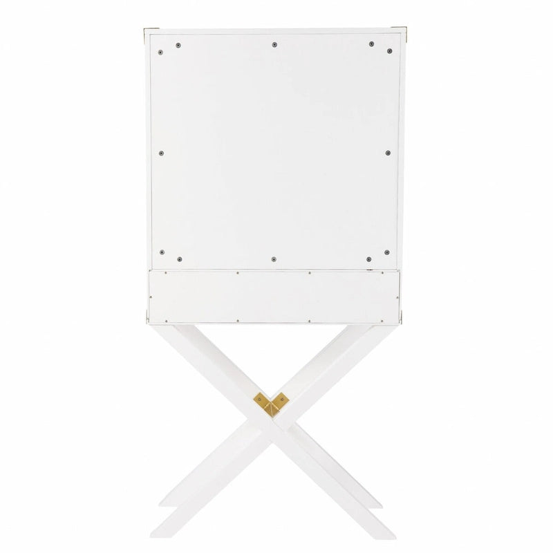 Présentoir d'angle blanc 30" avec une étagère et un tiroir