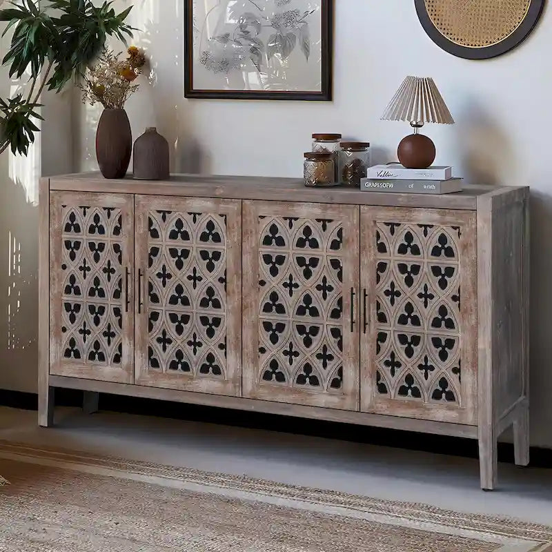 Meuble antique à quatre portes creuses de style campagnard américain