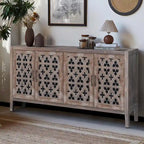 Meuble antique à quatre portes creuses de style campagnard américain