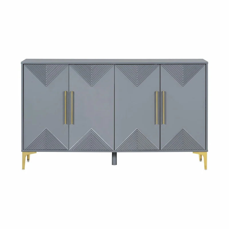 Cabinet unique à quatre portes avec portes à motif triangulaire bicolore